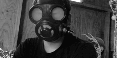 smoking out a gas mask